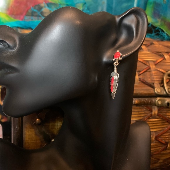 🚫RESERVED🚫Native silver/red coral earrings - Picture 3 of 14